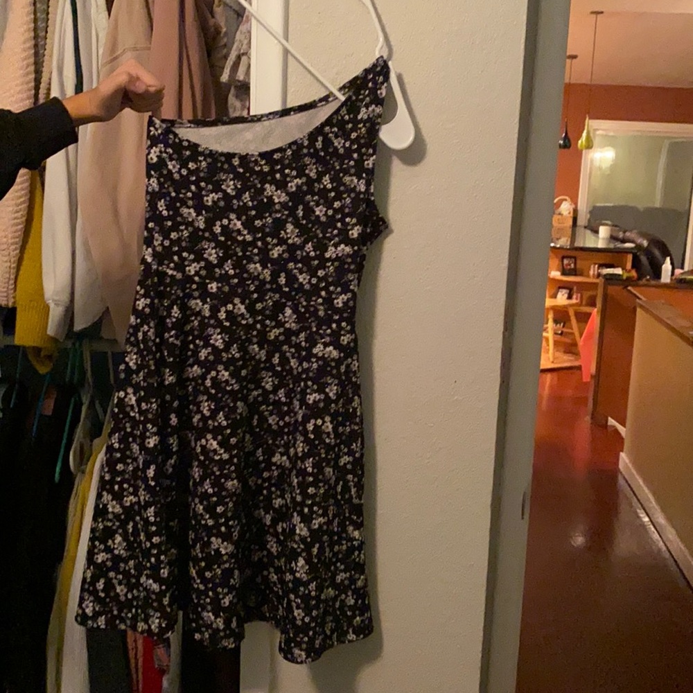 Flower dress off shoulder one side